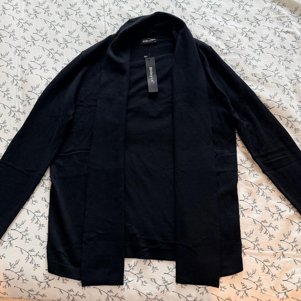 Allegra K Women's Black Open Front Cardigan
